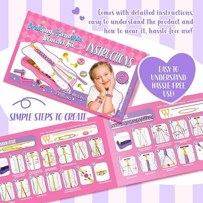 GIRLINK Kids Bracelet Making Kit - DIY String Bracelet Craft with Colorful Strings & Clasps | Safe Jewelry Maker Toy for Girls Ages 6-12 | Ideal Children's Day Gift, Birthday Gift Idea for Kids