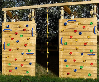 Rainbow Craft DIY Monkey Rock Climbing Holds for Kids - Wall Climbing Rocks of 20pc Rock Wall Holds, 2pc Handles & 1pc 8ft Knotted Climbing Rope - Kids Rock Climbing Holds Rock Wall Climbing Kit