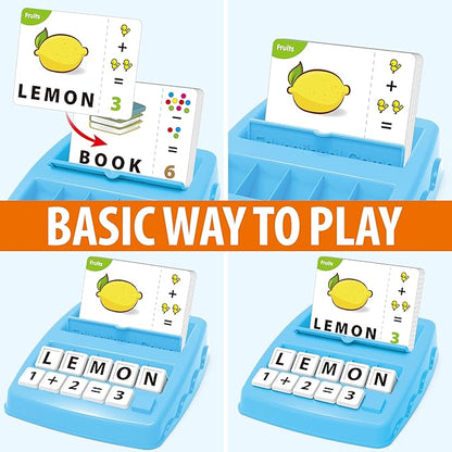 Matching Letter Games,Learning Educational Toys 2 in 1, Numerical Equality Games,Alphabet Spelling Reading Flash Cards,Early Education Gift Toys for 3,4,5,6,7 Year Olds (Blue)