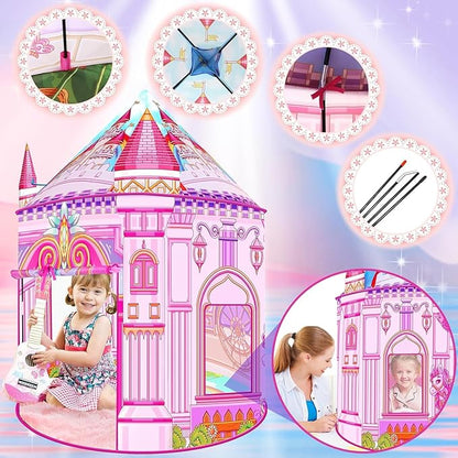 Toys for Girls,Large Kids Tent Toddler Girl Toys,Foldable Tent for Kids with Carry Bag Indoor Playhouses,Princess Toys for 3-12 Year Old Girl Castle Playhouse Unicorns Gifts for Girls
