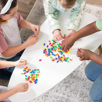 Plus Plus 70 Piece Interlocking Building Blocks for Kids, Open Ended Connecting Toys, Stem Bin Classroom Mini Manipulatives - Neon Mix Play Tube