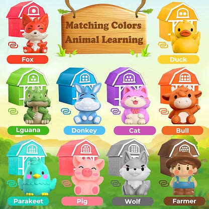 Oriate Learning Farm Animals for Toddlers 1-3, 20Pcs Farm Animals Barn Toy Montessori Counting, Matching & Sorting Fine Motor Games, Birthday Easter Gift for Baby Boys Girls Age 12M+