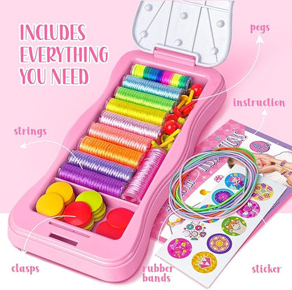 GIRLINK Kids Bracelet Making Kit - DIY String Bracelet Craft with Colorful Strings & Clasps | Safe Jewelry Maker Toy for Girls Ages 6-12 | Ideal Children's Day Gift, Birthday Gift Idea for Kids