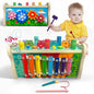Montessori Wooden Hammering Toy – 6-in-1 Xylophone, Pound Bench, Shape Sorter & Learning Tool for Toddlers | Educational Musical Toy for Boys & Girls Ages 1–5 | Develops Motor Skills & Sensory Play