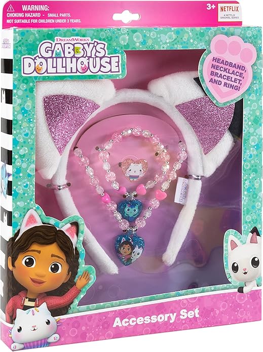 LUV HER Headbands for Girls - Kids Jewelry for Girls - Dress Up Set All in one Giftable Box - Headband - Play Jewelry Set - 4pc (Toddler Headband, Necklace, Dress Up Bracelet, Ring) Ages 3+