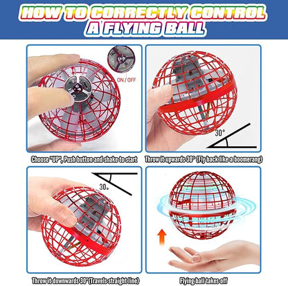 2025 Flying Orb Ball - AI Cool Novelty Gift Galaxy Boomerang Hand Drone Magic Floating Orbit Hover Mini Outdoor Fidget Toy for Boys Girls Teens Kids, Red