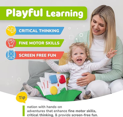deMoca Montessori Busy Book Toddler Travel Toys 1-3 - Activity Quiet Book Airplane Travel Toys for Toddlers 1-3, Busy Board with Car and Plane Activities, Boys & Girls Birthday Gift