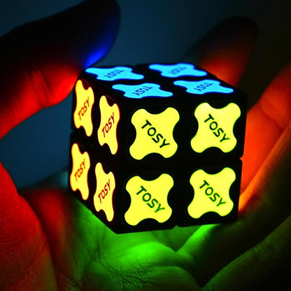 TOSY Magnet Fidget Spinner Glow - 16 Blocks, 3 in 1 Toy: Transformable Fidget Spinner, Infinity Cube, 2x2 Puzzle Cube, Glow, Stress Relief, STEM Magnet Tiles Birthday Gift for Kids/Boys/Girls/Adults