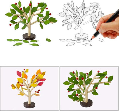 Early Childhood Building Blocks Wooden Assembling Tree Combination Boys and Girls DIY Disassembly Puzzles Educational Toys Home Office Decoration (Green)-3 Yrs+