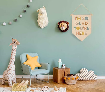 I'm So Glad You're Here-Classroom Decor-Teacher Gifts-Inspirational Classroom Decor-Welcome Poster-Canvas Hanging Pennant Flag Banner Wall Sign-Positive Affirmation Motivational Quote