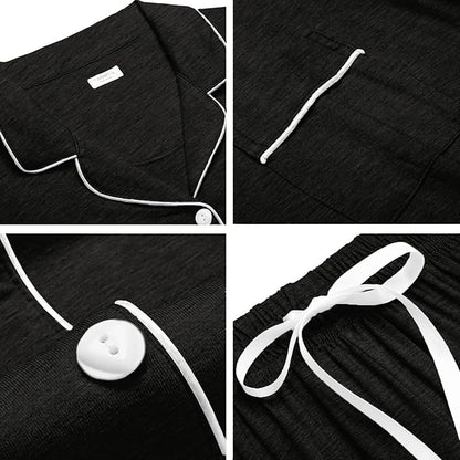 SWOMOG Womens Button Down Pajamas Set Short Sleeve Sleepwear Bride Soft Pj Lounge Sets XS-3XL
