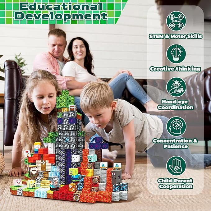 400 PCS Magnetic Blocks - Building Block for Kids Ages 4-8, Magnet Blocks Cubes Tiles Constructions Toys Girl Boy, STEM Educational Montessori Stacking Toy, Sensory Play Game Preschool Learning Gifts