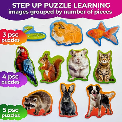 QUOKKA Toddler Puzzles Ages 2-4 - Large Floor Puzzles for Kids 3-5 - 8 Realistic Animal Shapes - Extra Thick Cardboard - Preschool Learning Game - 40 Big Piece Gift for Toddlers 1-3 Years Old