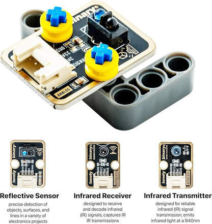 TinkerBlock UNO R3 Starter Kit with 12 Plug-in Sensor Modules, ATmega328P, Extension Board, Compatible with Arduino IDE, STEM & Electronics Learning-No Wiring Needed- Video Tutorials