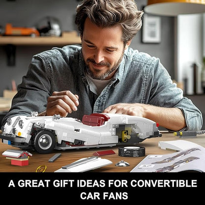 Mould King 10236 Supercar Car Building Set, MOC Sport Car Model Kit, Convertible Classic Racing Building Blocks Set, Home Decoration Gift for Teens Adults(1302 PCS)