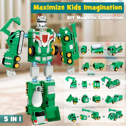 Laradola Toys for 3 4 5 6 Year Old Boys - Transform Robot Kids Toys Cars | STEM Building Toddler Toys for Ages 3+ | 5 in 1 Construction Christmas Birthday Gifts for Boys Girls