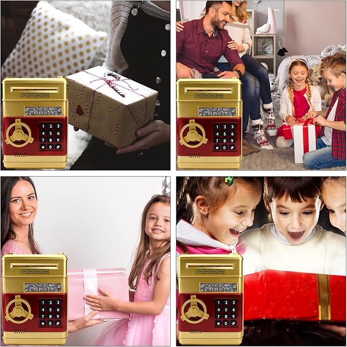 Piggy Bank for Kids, ATM Electronic Password Cash Coin Bank, Money Saving Box for Kids, Boys Girls Birthday Gift (Gold)