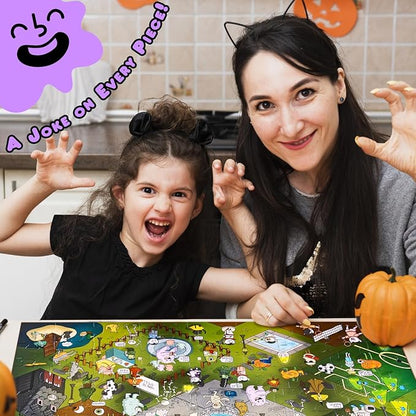 Halloween Joke Puzzle – 72pcs Halloween-Themed Kids Jigsaw Puzzle for Adults, Extra Large Floor Puzzles for Kids Ages 5+, Fun Adult Puzzles & Toddler Educational Toys (24" x 36")