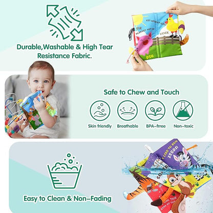 Richgv Baby Toys 0-6 Months, Crinkle Books for Babies 2PCS Infant Tummy Time Toy 6 to 12 Months Touch Feel Book Gifts for Boy Girl 0-3 Month Christmas Stocking Stuffer