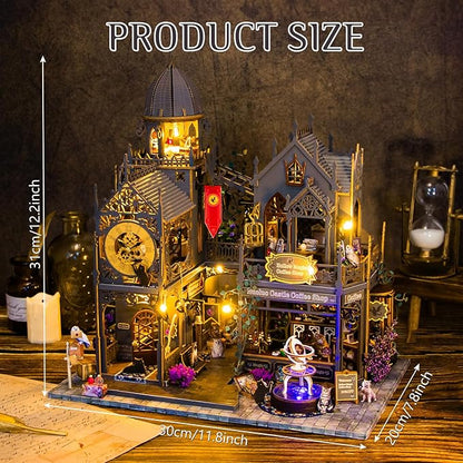 Miniature House Kit, Tiny House Kit with Light, DIY Mini House Building Kits for Adults to Building, Unique Gift for Birthday Christmas, Magic Castle