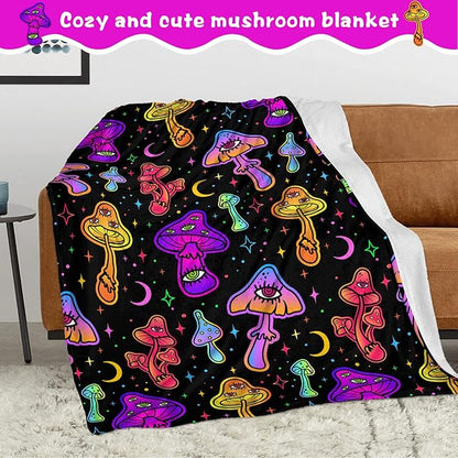 Mushroom Fleece Blankets Throw Blanket for Couch Gifts for Mushroom Lovers Soft Cozy Plush Bed Stuff Couch Living Room Decor for Kids Adults
