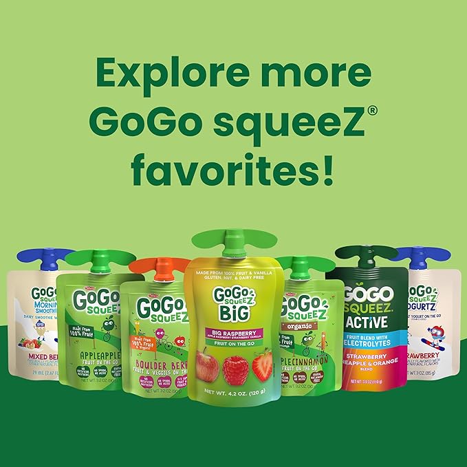GoGo squeeZ yogurtZ Variety Pack, Strawberry & Banana, 3 oz (Pack of 20), Kids Snacks Made from Real Yogurt and Fruit, No Fridge Needed, Gluten Free, Nut Free, Recloseable Cap, BPA Free Pouches