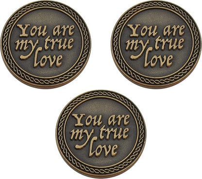 Bulk Set of 3 Romantic Love Expression Coins, You are My True Love, & The Best Thing That Ever Happened to Me, Anniversary Pocket Tokens for Date Night, Love Gift for Men & Women, from Him or Her