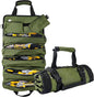 Portable Foldable Roll-Up Waterproof Tool Bag Organizer with 5 Compartments & 2 Detachable Pouches, Heavy-Duty Tool Pouch Bag, Dad Men Electrician Mechanic Gifts (Army green)