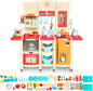 【2025 Upgraded】 Kitchen for Kids Interactive Play Kitchen for Kids Toddlers-Lightweight Easy-Install Pretend Kitchen with Tablet Ordering, Music, Lights Sounds, Steam Stove, Sink & Dishwasher(Pink)