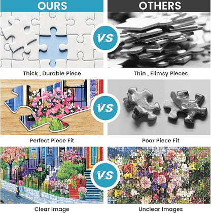 500 Pieces Puzzles for Adults, Spring Puzzle for Adults Children Elderly, Colorful Street Jigsaw Puzzle, Recycled Paper Puzzle 500 Pieces, Family Activity Game Nights Gifts 20.5x15 in