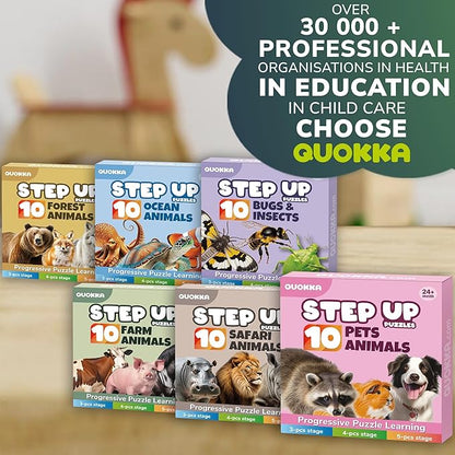 QUOKKA Toddler Puzzles Ages 2-4 - Large Floor Puzzles for Kids 3-5 - 8 Realistic Animal Shapes - Extra Thick Cardboard - Preschool Learning Game - 40 Big Piece Gift for Toddlers 1-3 Years Old