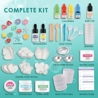 Klever Kits Bath Bomb, Soap Making Kit for Kids, 2-in-1 Spa Science Kits, DIY Make Your Own Bath Bombs & Soap, Spa Kit for Kids, Gifts Toys for Toddler Kid, Birthday Present