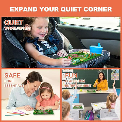 Sensory Fidget Toys for Kids,Silicone Sensory Activity Board for Stress,Soft Worry Toys for Calm Down Corner Supplies,Play Therapy ,Portable Travel Bag & 15 Strings,Simple Dimple Fidget Toys