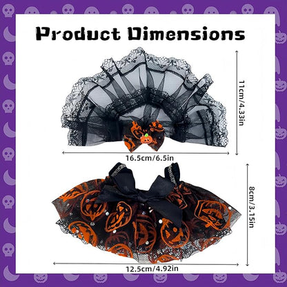 17cm Halloween Clothes Set, Halloween Dress Pumpkin Bow Hairpin for Dolls Accessorie, Halloween Clothes for Pumpkin Outfit, Spooky Costume Dolls Collectors, Gift for Doll Lovers(No Doll)