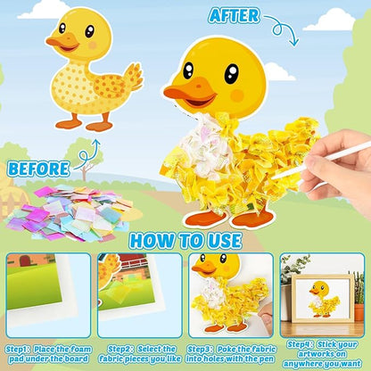 Lonfliness 8PCS Poke-in Craft and Art Kit for Kids Farm Animal Theme No-Mess Fabric Sewing Art Girl Boy 4-12 Puzzle Puncture Painting Farmhouse Sheep Toy Gift for Creative Activity Game Birthday Party