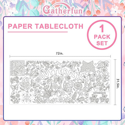 Butterfly Birthday Party Giant Coloring Poster - 31.5X 72 Inches - Versatile Classroom Wall Décor & Butterfly Birthday Decorations-Poster or Table Cover for School Parties and Special Events