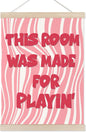 Koesus Girly Playroom Wall Art Poster Hanger Frame 12x16 Inch, Pink Preppy This Room Was Made for Playin Canvas Pictures Prints Framed Wall Decor for Toddler Girls Room Nursery Bedroom Playroom