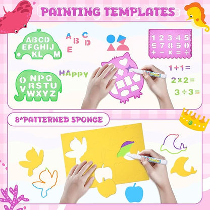 Bemece Water Doodle Mat, Writing Color Doodle Mat with Magic Pens & Stamps, Aqua Magic Doodle Mat, Educational Toys for Boys and Girls 3 4 5 6 7 Years Gift