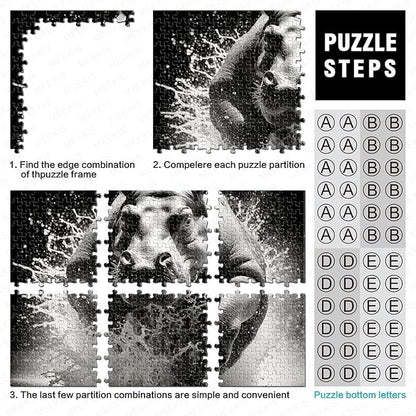Hippo 1000 Pieces 3D Animal Thickened Wooden Jigsaw Puzzles for Adults Fun Home Decoration Education Game Stress Relief Toy Intellectual Game Challenge Educational 1000pcs (75x50cm)