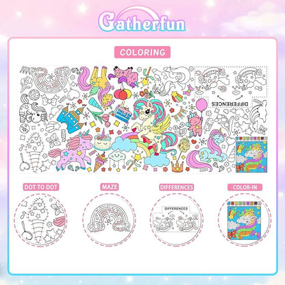 Gatherfun Unicorns Birthday Party Giant Coloring Poster - 31.5x 72 Inches - Versatile Classroom Wall Décor & Unicorns Birthday decorations-Poster or Table Cover for School Parties and Special Events