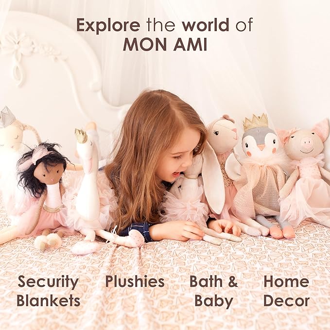 MON AMI Daisy The Bunny Stuffed Animal Doll – 13”, Rabbit Plush Animal Doll, Use as Toy or Room Decor, Great Easter for Kids of All Ages