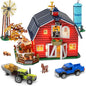 Western Farm Barn House Building Set with Lights, Newly Enhanced with Reinforced Structure, 1419 PCS Red Barn Building Toy with Animals Horse Tractor Windmill, Gift for Adults Boys Girls 10+