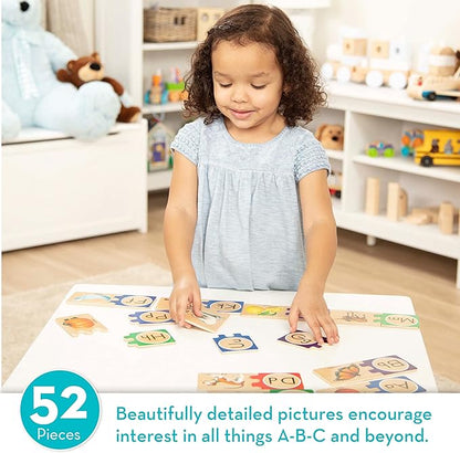 Melissa & Doug Self-Correcting Alphabet Wooden Puzzles with Storage Box (52 pcs) ABC Puzzles, Wooden Alphabet Puzzle for Kids Ages 4+