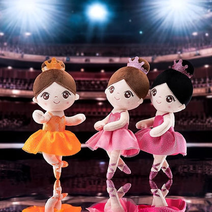 Gloveleya Baby Girl Gifts Dolls Soft Plush Toy Ballet Girl Doll Orange 14 Inches with Gift Box…