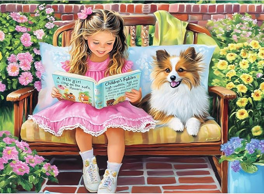 300 Pieces Girl Puzzle for Adults, Dog Jigsaw Puzzle 300 Pieces Recycled Cardboard Jigsaw Puzzles for Adults, Family Challenging Game Home Decor Gift Toy for Teens Kids Seniors 20.5×15 in
