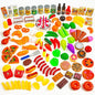 MEDca Kids Play Food Set - 130 Piece Pretend Play Collection - Assorted Fake Food Set Includes Fruits, Vegetables, Snacks, Dessert, Juices, Canned Goods and More for Boys and Girls
