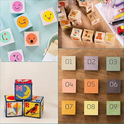 Bamboo Blocks 100 PCS 3/4 Inch Unfinished Bamboo Blocks for Crafts Wooden Cubes Plain Wooden Blocks for Baby Shower, Small Blank Wooden Blocks, STEM, Building, Birch Wood Cubes for Crafts