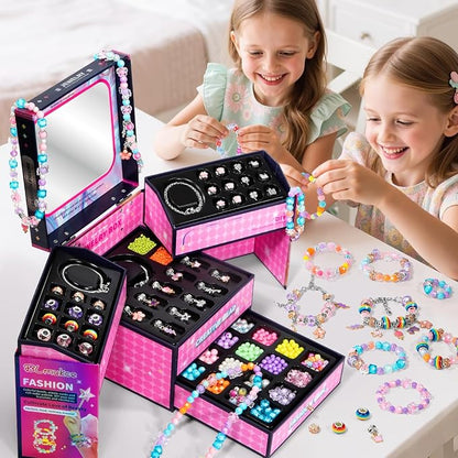 BLmukce Charm Bracelet Making Kit for Girls Ages 8-12, DIY Jewelry Making Kit & Craft Set with Beads, Charms & Necklace Supplies Birthday Christmas Gift for Kids 4-6 7 8 Years Old Girl