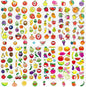 36 Sheets 3D Fruit Stickers for Kids (900+), Bulk Puffy Stickers with Funny Faces for Classroom, Crafts, Party Favors - Apple, Banana, Strawberry