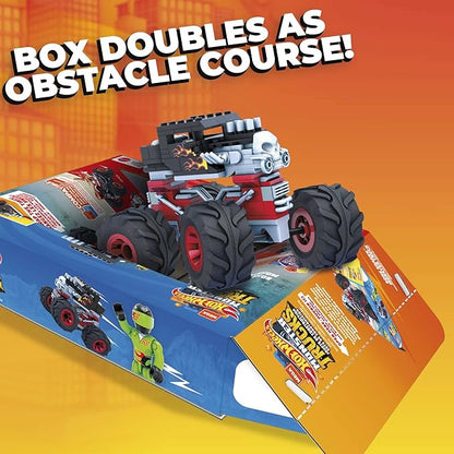 MEGA Construx Hot Wheels Monster Trucks Toy Car Building Set, Bone Shaker with 194 Pieces, 1 Micro Action Figure Driver, Red, Kids Age 5+ Years
